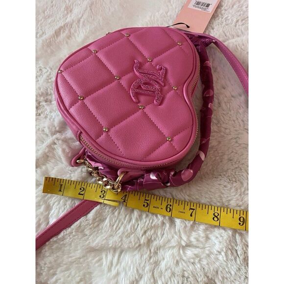 Juicy Couture Holding the Line Cherry Scarf Heart Crossbody Bag Raspberry Pink - Picture 13 of 14